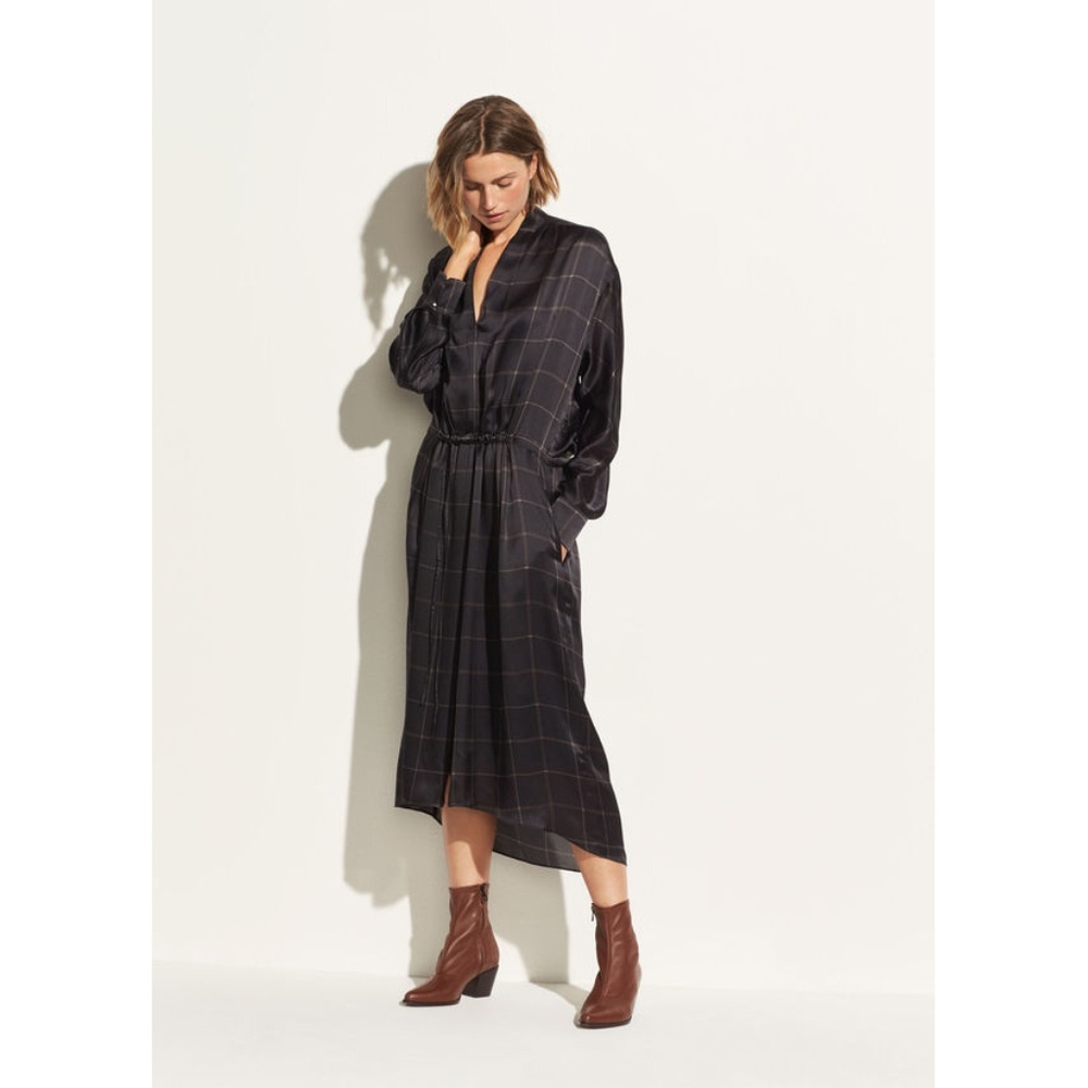 NWT VINCE Grid Plaid Wrap Dress